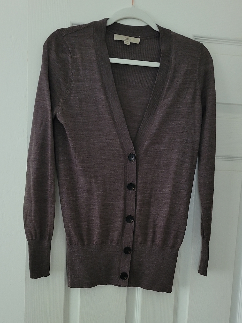 LOFT Women's Brown V-Neck Button Cardigan